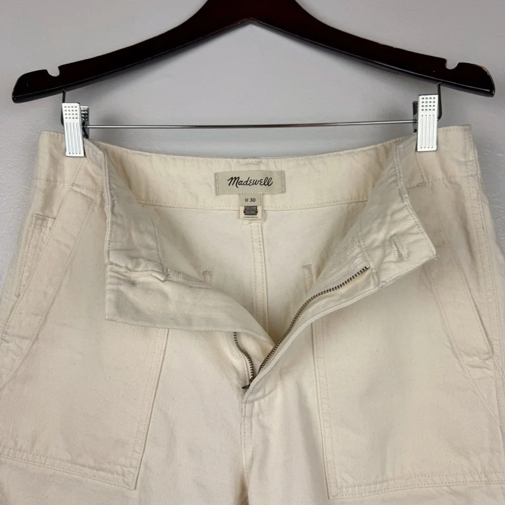 Madewell Men's Patch Pocket Shorts Summer Denim Cream Size 30 NWOT